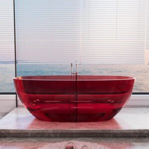 Design-Badewanne freistehend Rot Transparent Resin