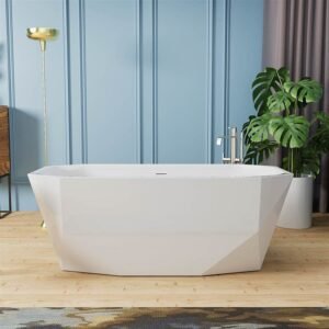 Angular Freestanding Acrylic Bathtub – Modern & Comfortable