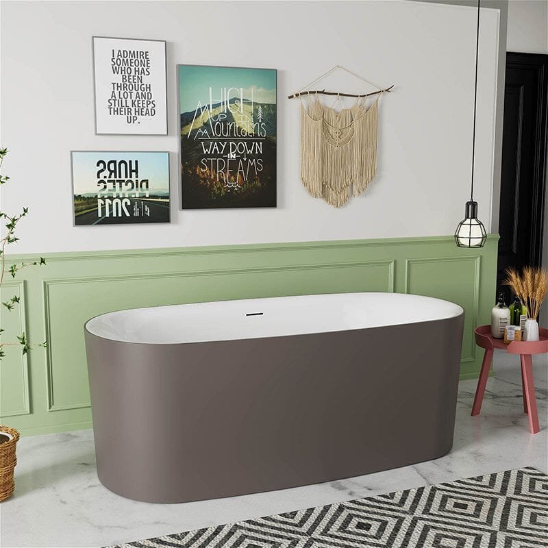 59" Ovale Badewanne aus Solid Surface – Braun – Bild 4