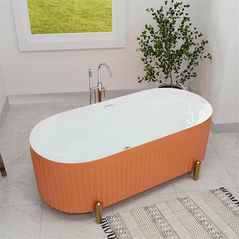 Freistehende Oval-Badewanne „AquaLuxe“ – Geriffeltes Design – Bild 4