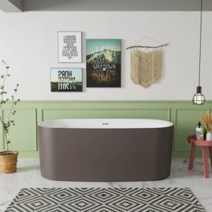 59" Ovale Badewanne aus Solid Surface – Braun