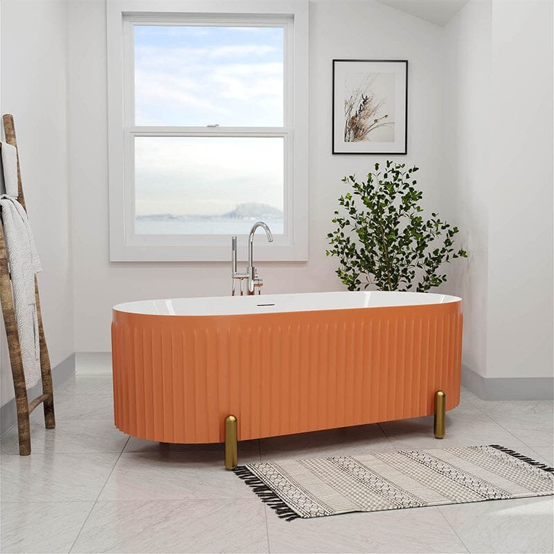 Freistehende Oval-Badewanne „AquaLuxe“ – Geriffeltes Design – Bild 5