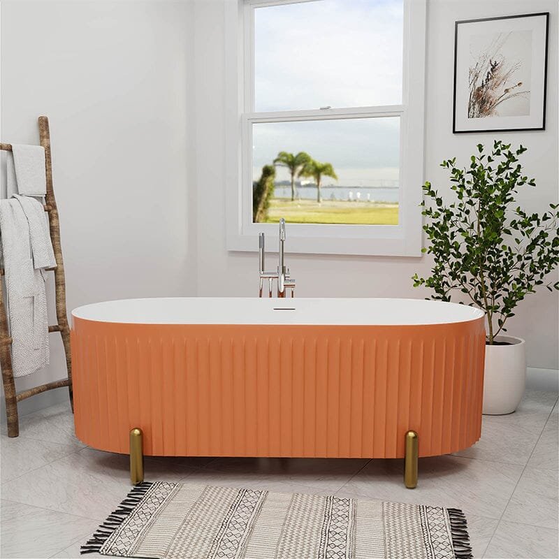 Freistehende Oval-Badewanne „AquaLuxe“ – Geriffeltes Design