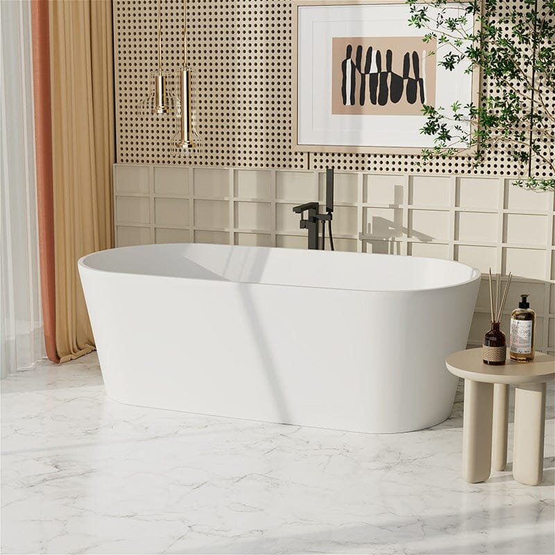 Freistehende Solid Surface Badewanne Oval – Mattweiß – Bild 4