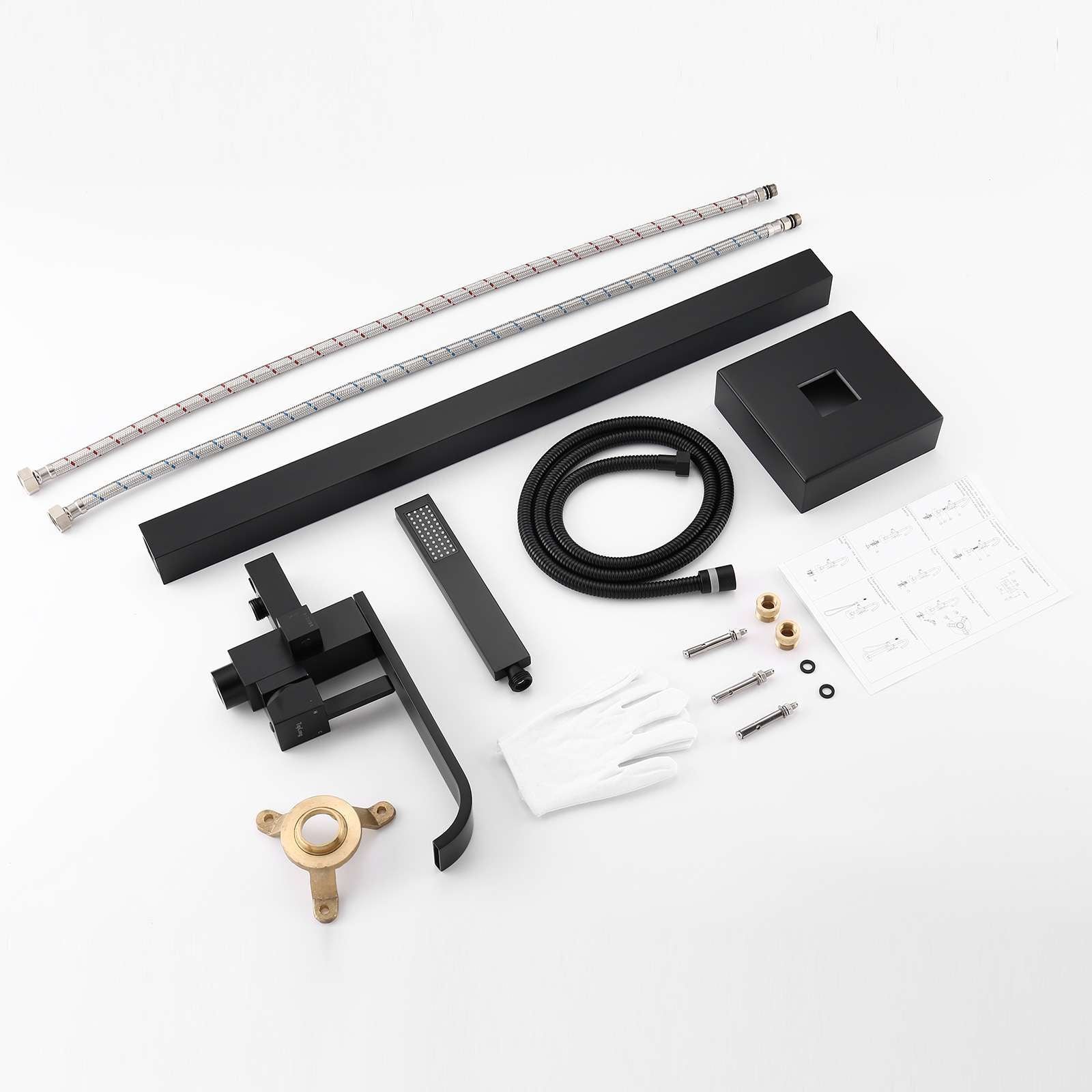 Design Standarmatur mit Wasserfall & Handbrause, Mattschwarz – Bild 5