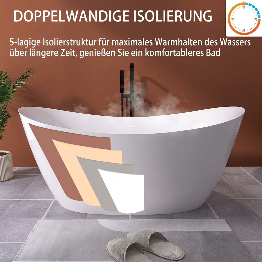 Freestanding Double Slipper Bath – view 1
