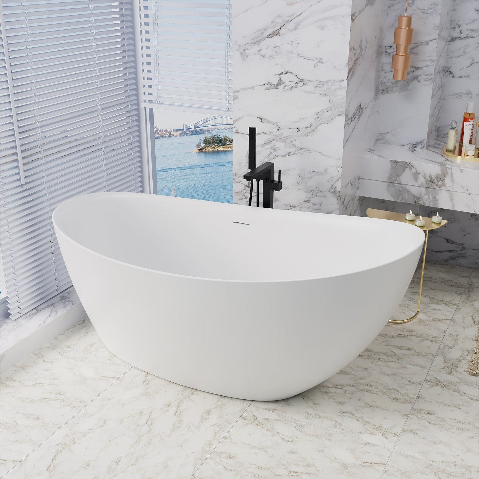 Freestanding Stone Resin Bathtub – view 2