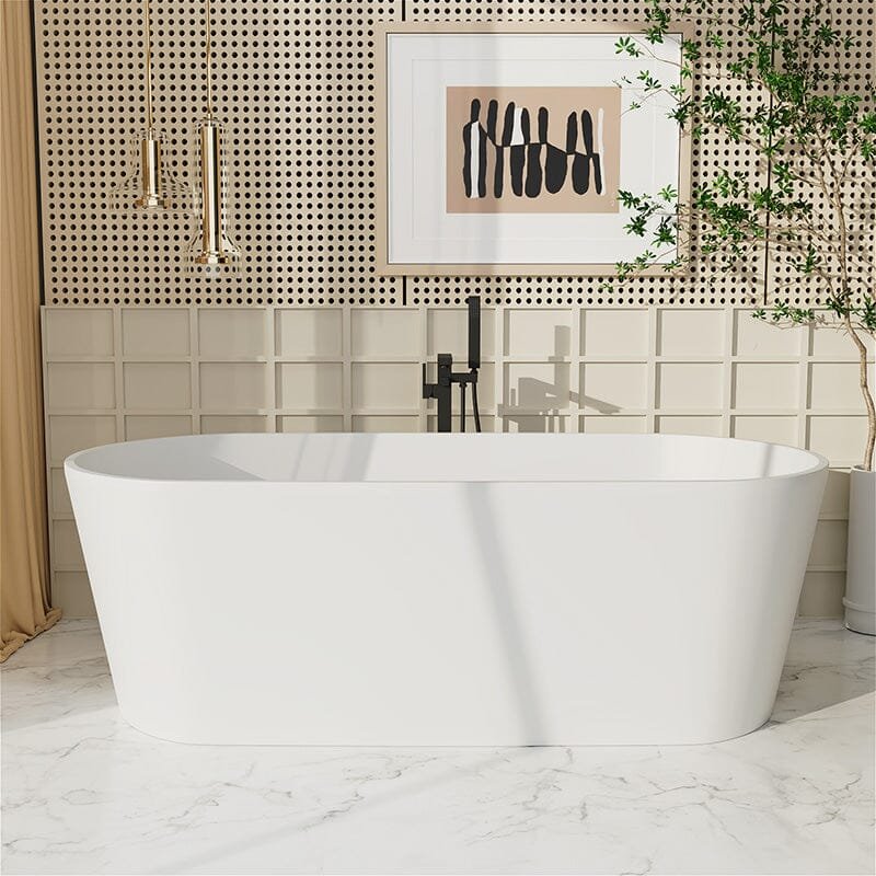 Freistehende Solid Surface Badewanne Oval – Mattweiß