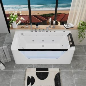 Designer Whirlpool Bath with Glass Front & Hydro Jets
