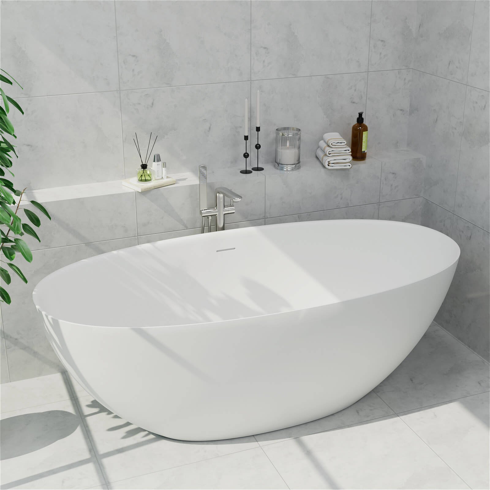 Freestanding Mineral Cast Bathtub – view 2