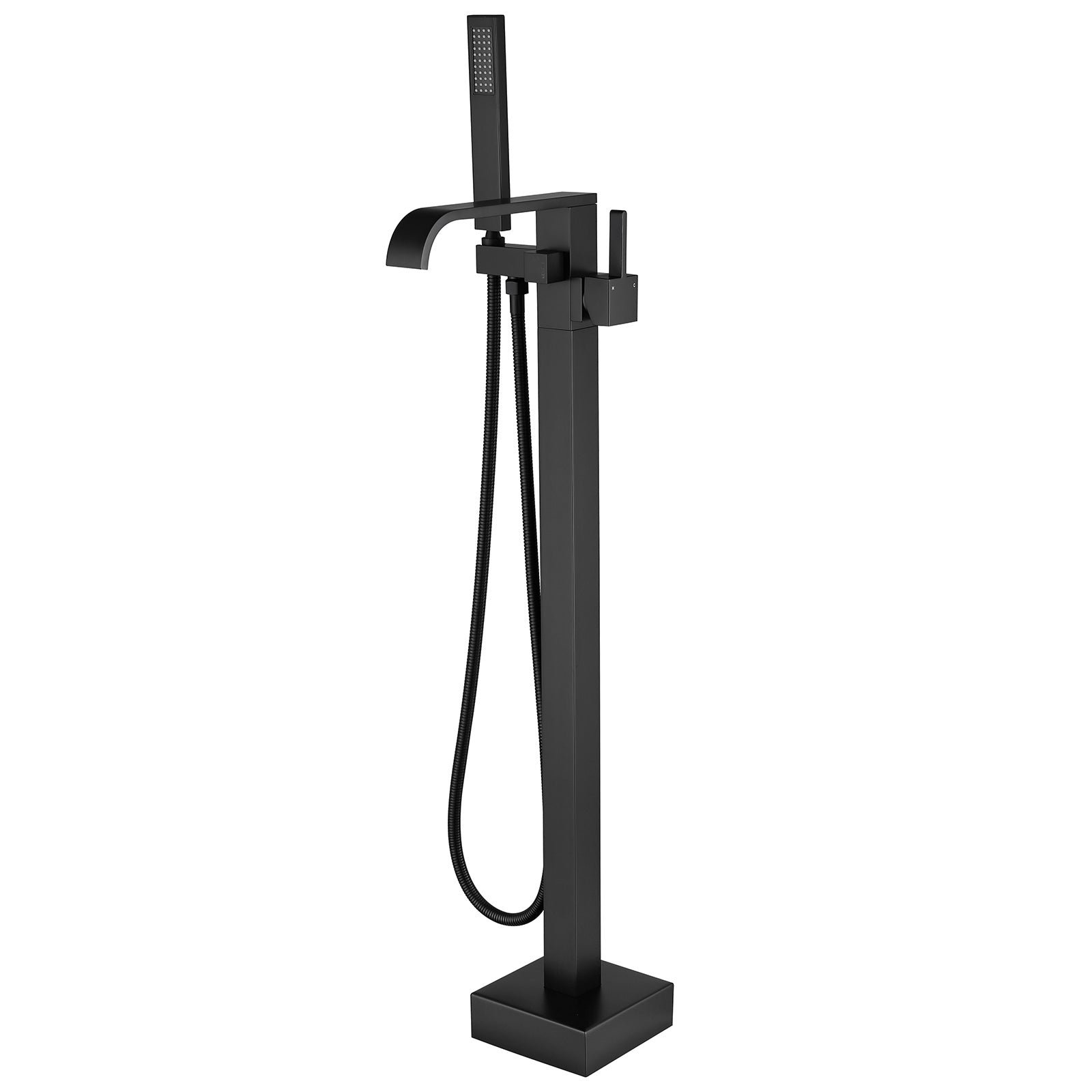 Design Standarmatur mit Wasserfall & Handbrause, Mattschwarz – Bild 4