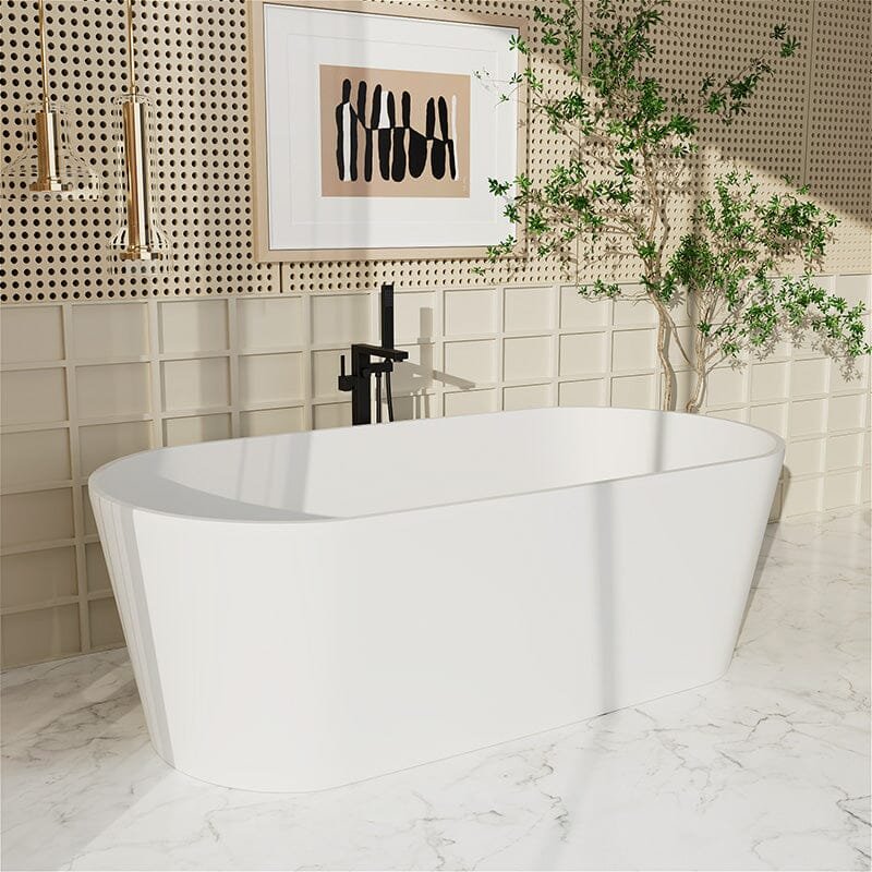 Freistehende Solid Surface Badewanne Oval – Mattweiß – Bild 2