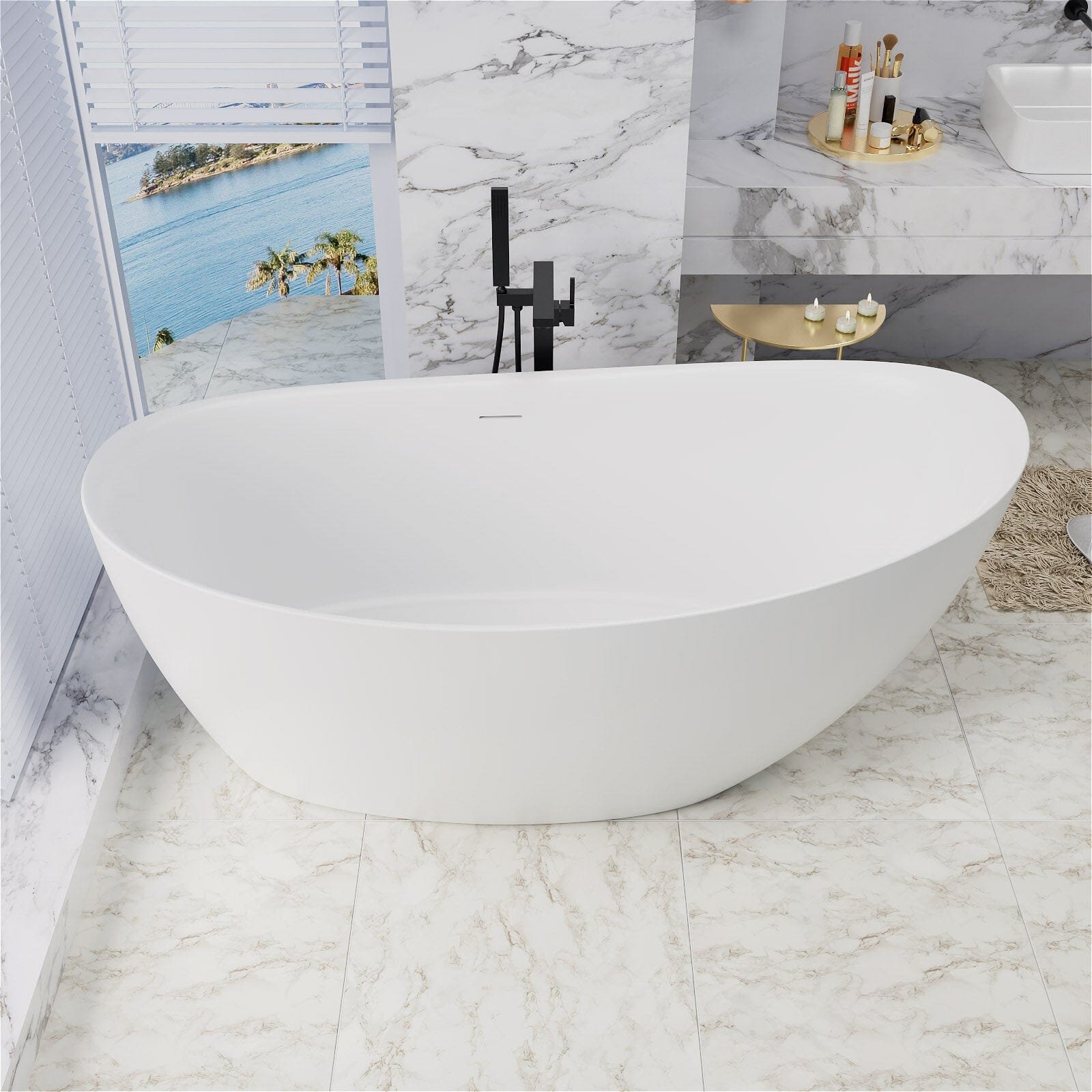 Freestanding Stone Resin Bathtub – view 1