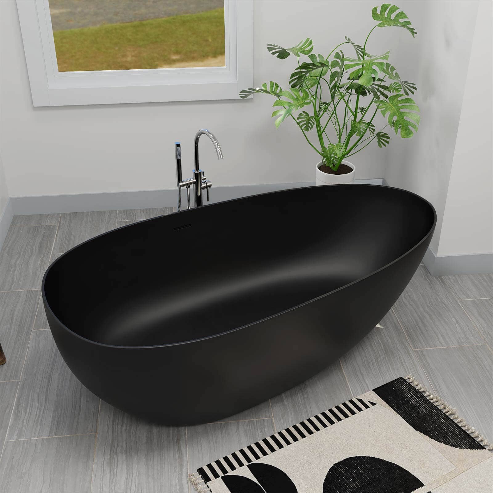 Freestanding Stone Resin Bath – view 1