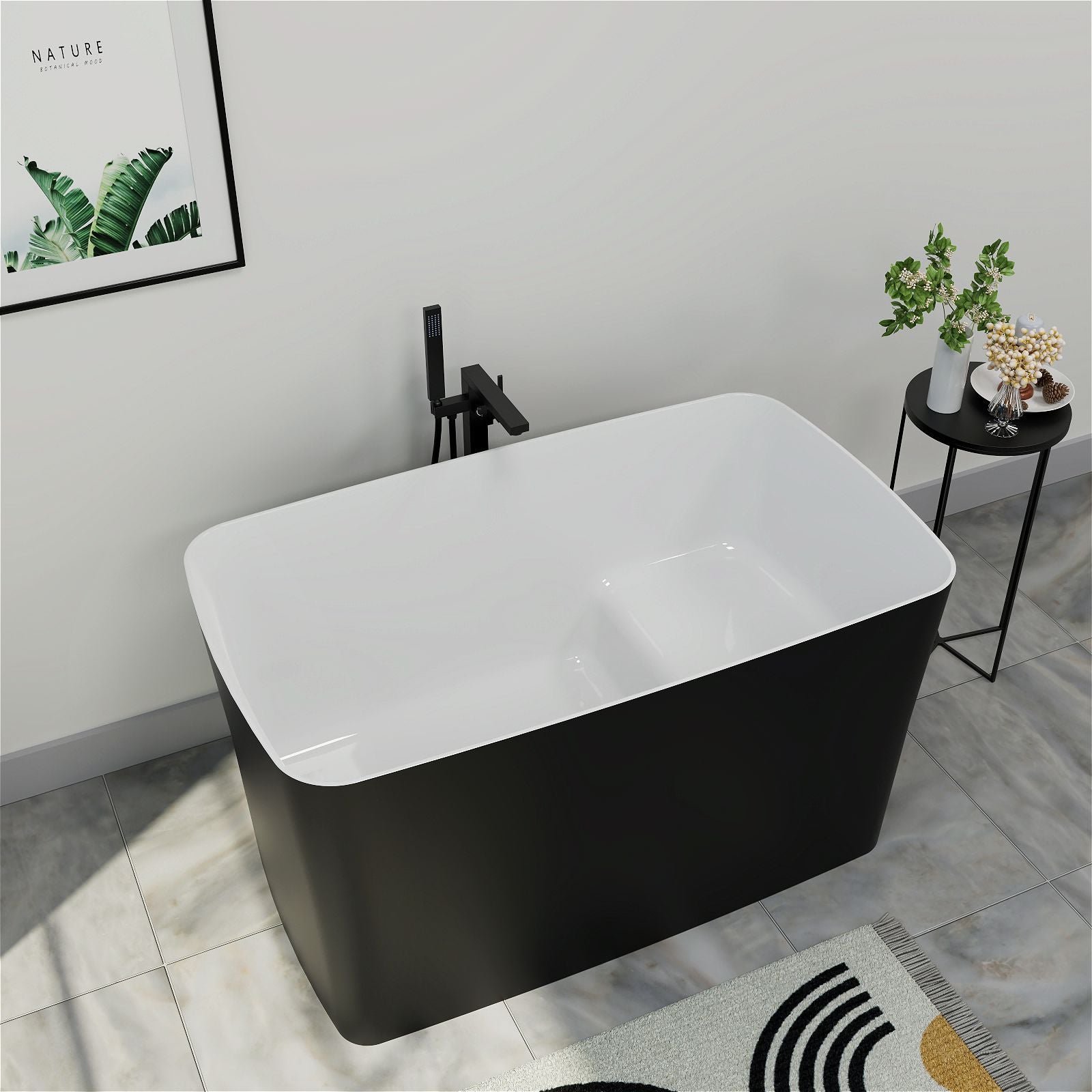 Freistehende Japanische Sitzbadewanne mit integriertem Sitz