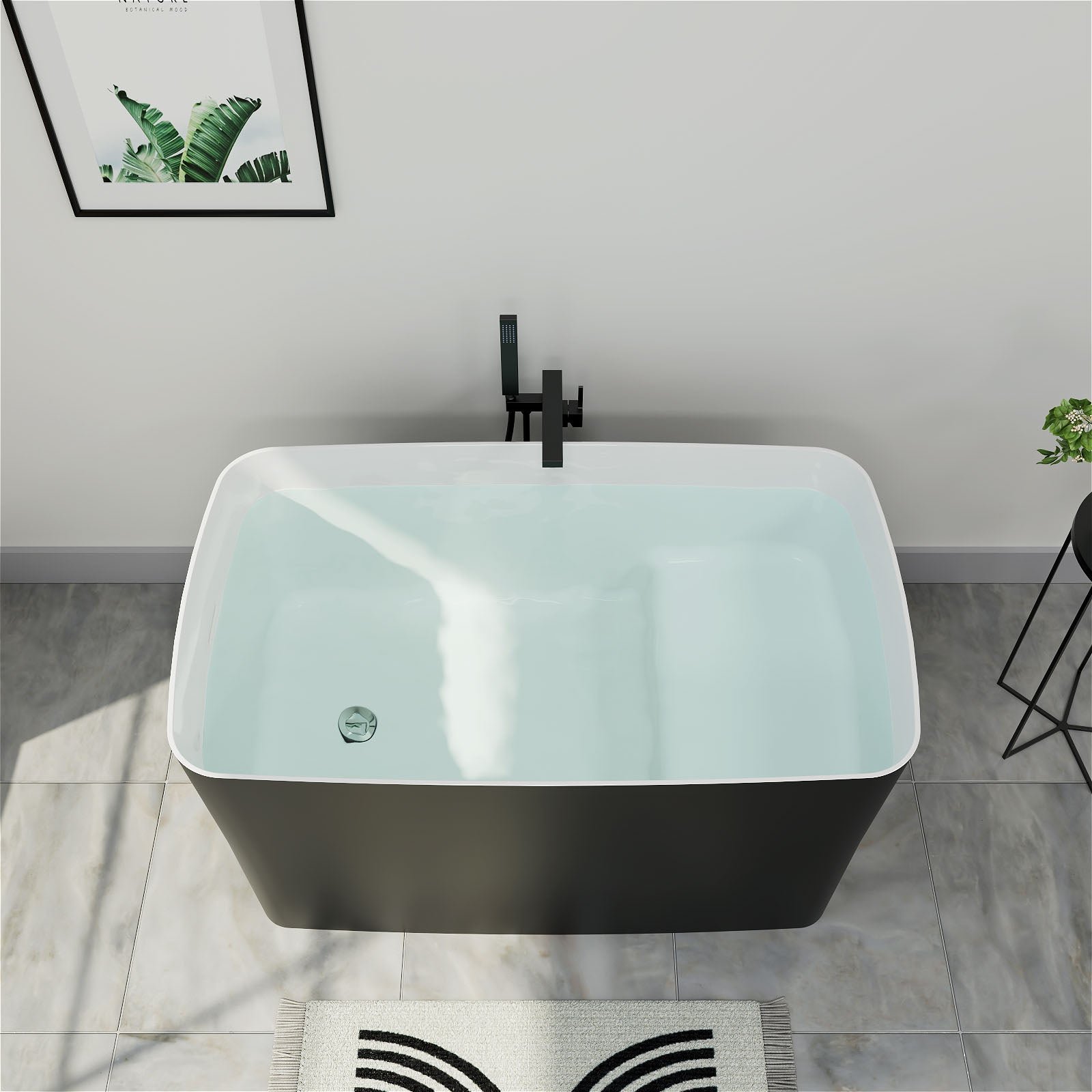 Freistehende Japanische Sitzbadewanne mit integriertem Sitz – Bild 3