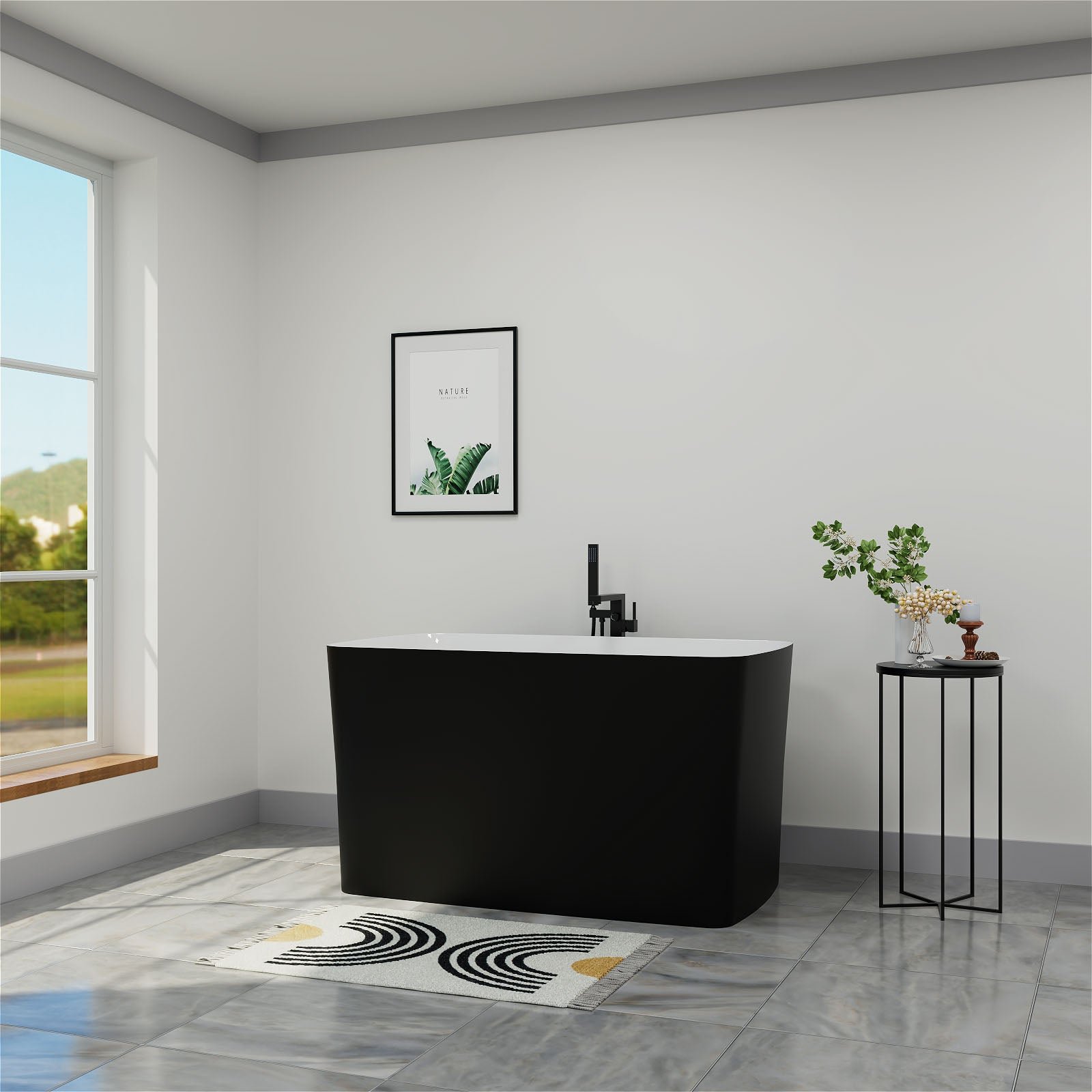 Freistehende Japanische Sitzbadewanne mit integriertem Sitz – Bild 4