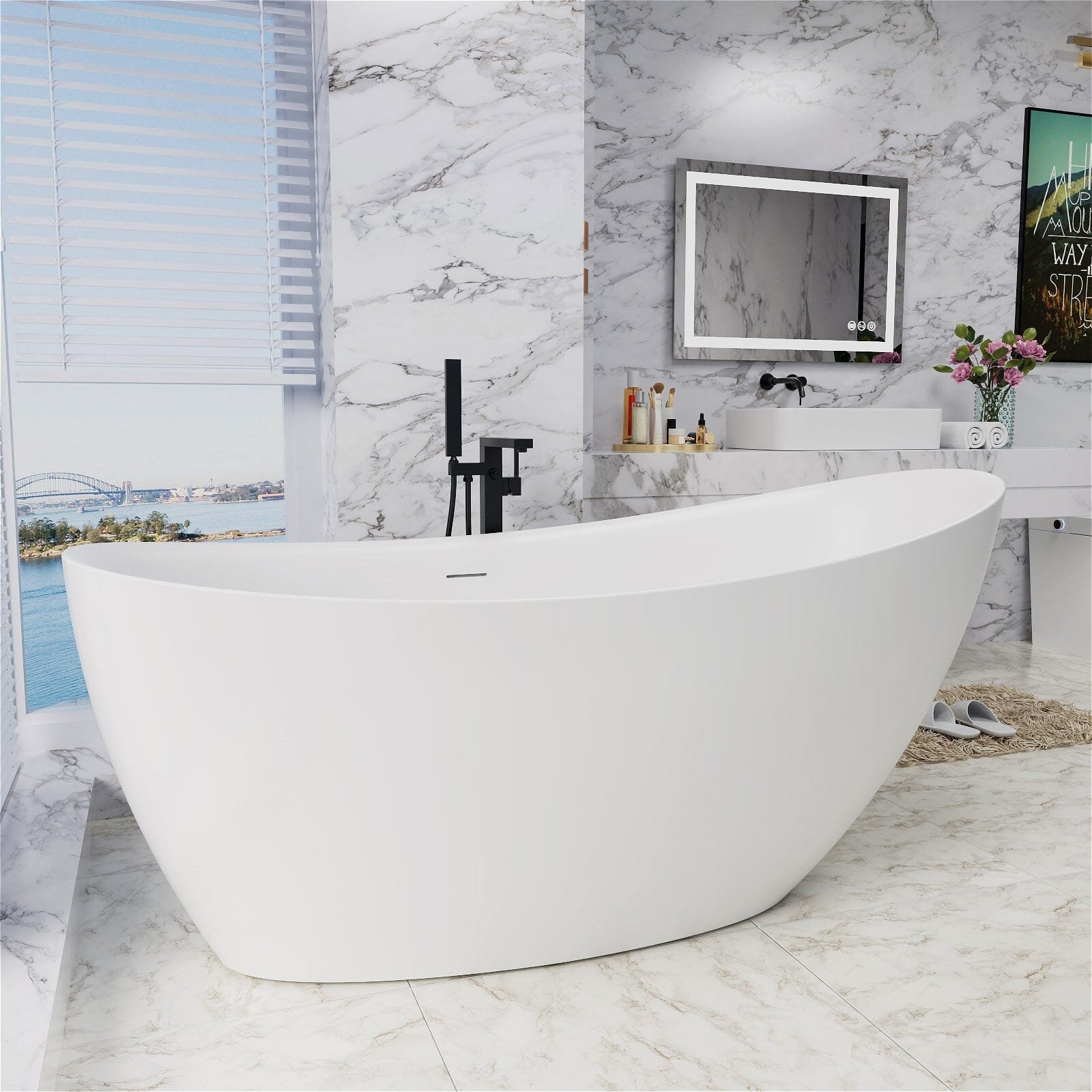 Freestanding Stone Resin Bathtub – view 3