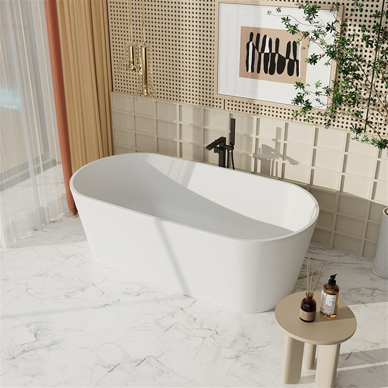 Freistehende Solid Surface Badewanne Oval – Mattweiß – Bild 5