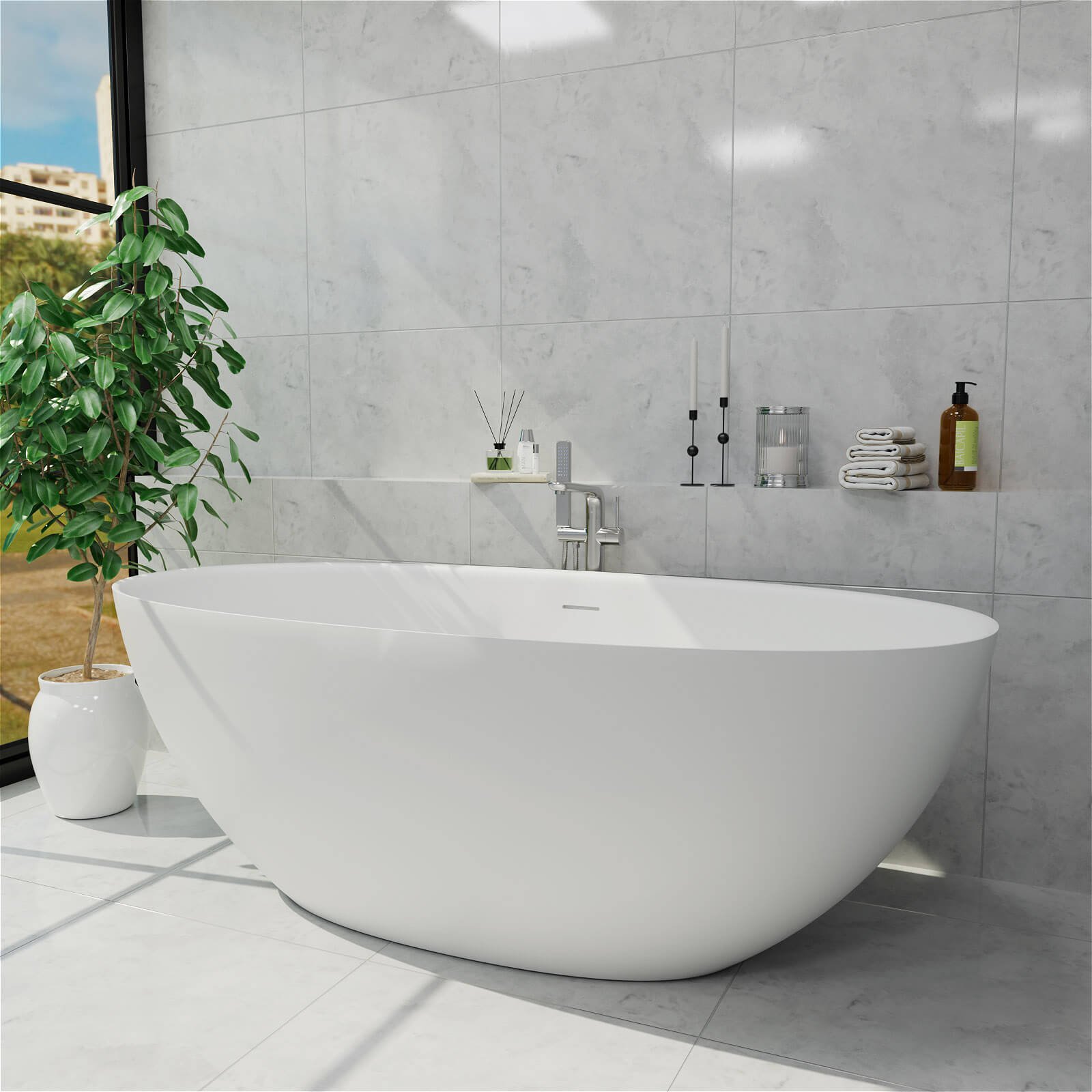 Freestanding Mineral Cast Bathtub – view 3