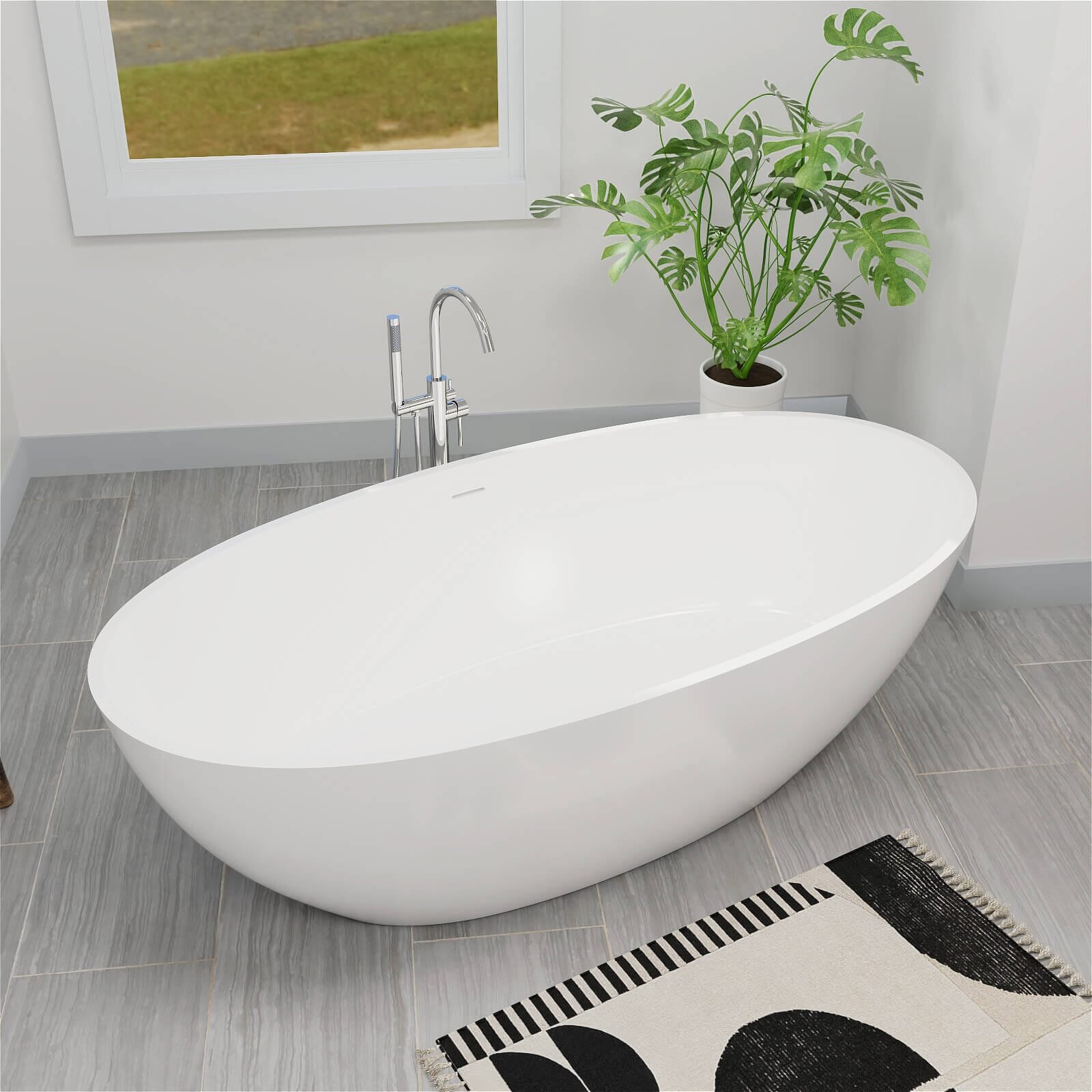 Freestanding Oval Mineral Cast – view 2