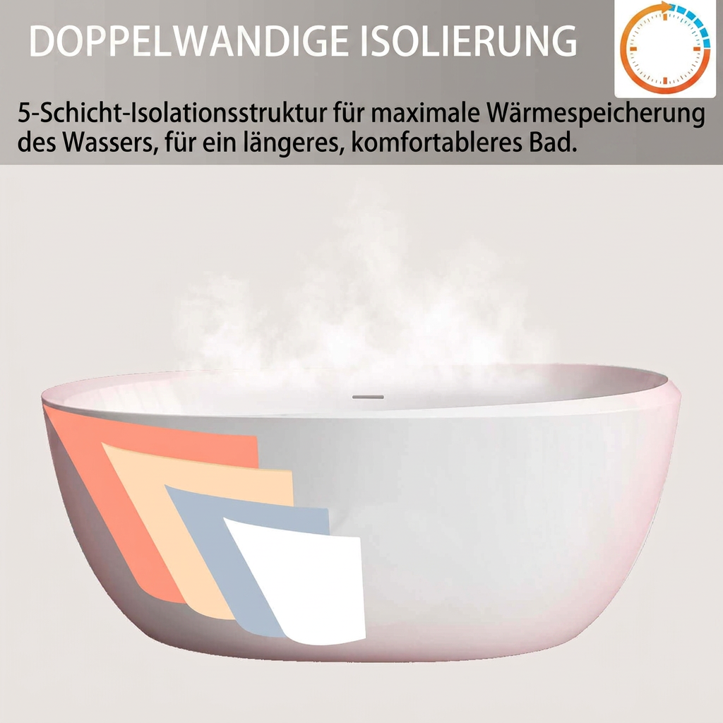 Freestanding Oval Acrylic Bath – view 3