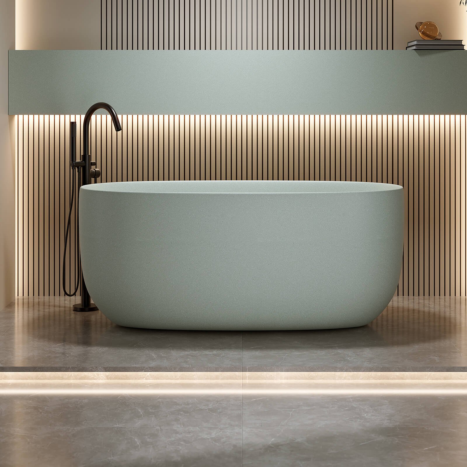Freistehende Solid-Surface Badewanne – Türkisgrün Matt