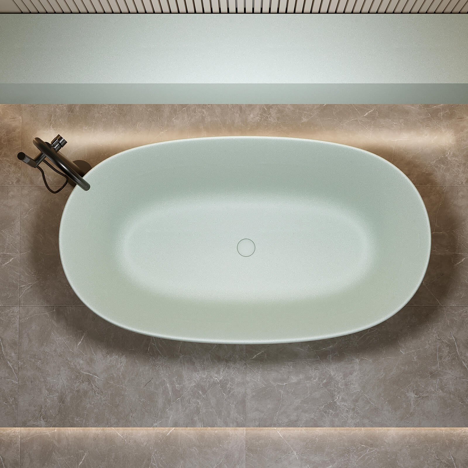 Freistehende Solid-Surface Badewanne – Türkisgrün Matt – Bild 5