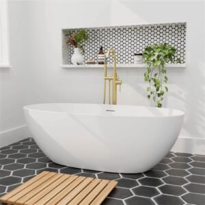 Freistehende Steinharz Badewanne Oval – Kompakt & Tief