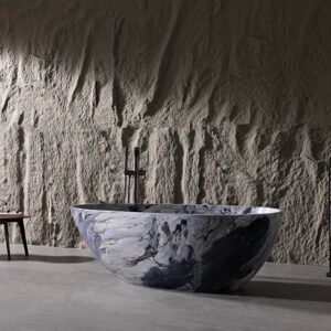 Design-Badewanne freistehend – Marmoroptik Blau