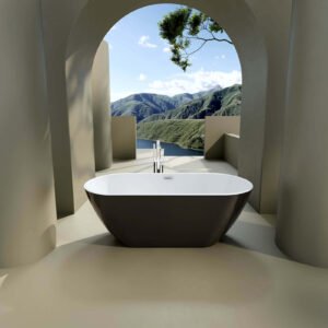 Deep Acrylic Whirlpool Bath – Black & White Contrast