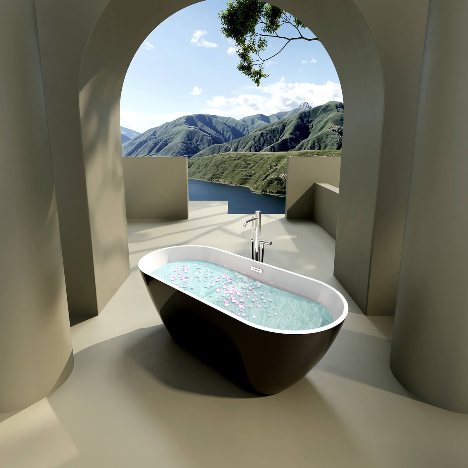 Deep Acrylic Whirlpool Bath – view 1