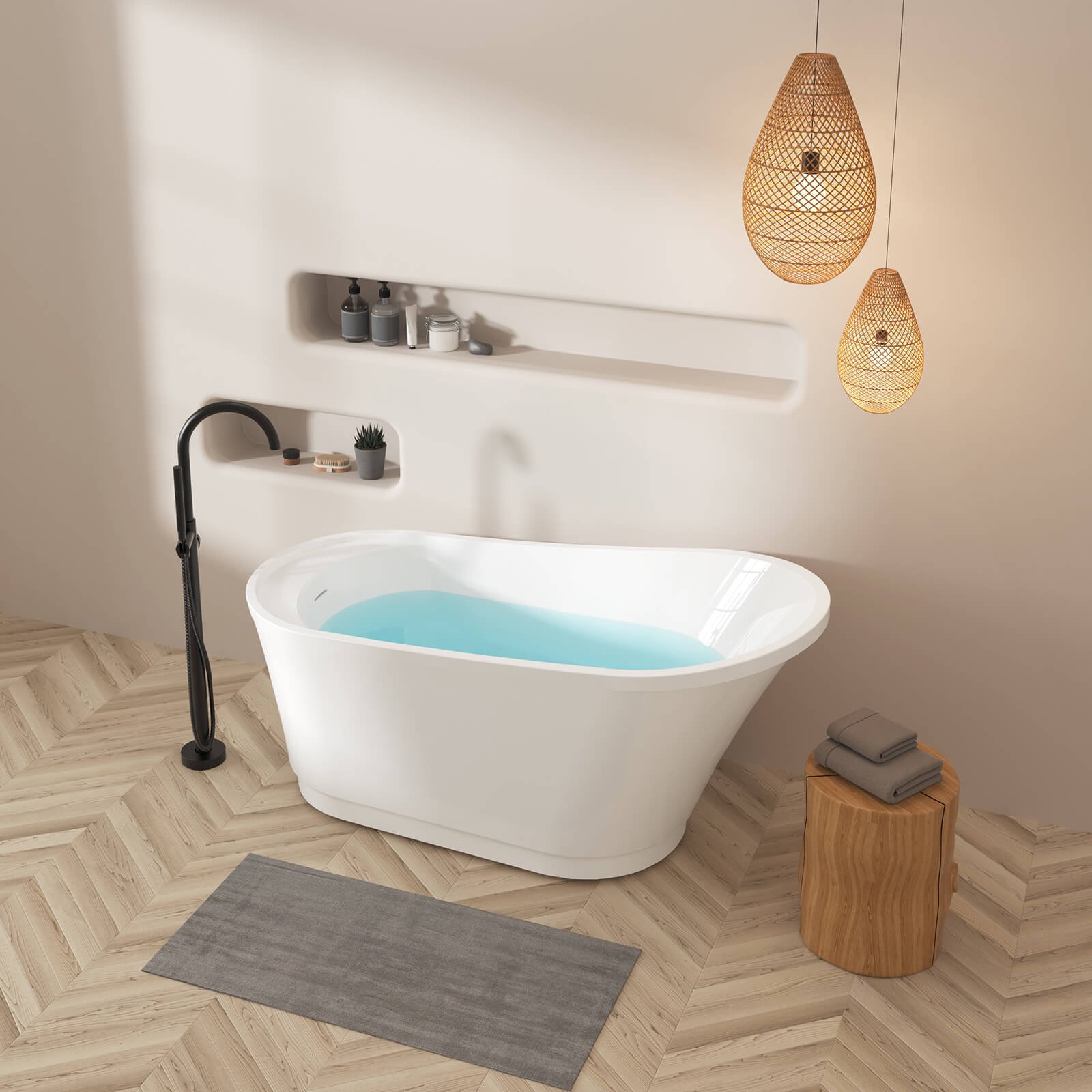 Freistehende Acryl-Slipper-Badewanne – 150 cm – Bild 2