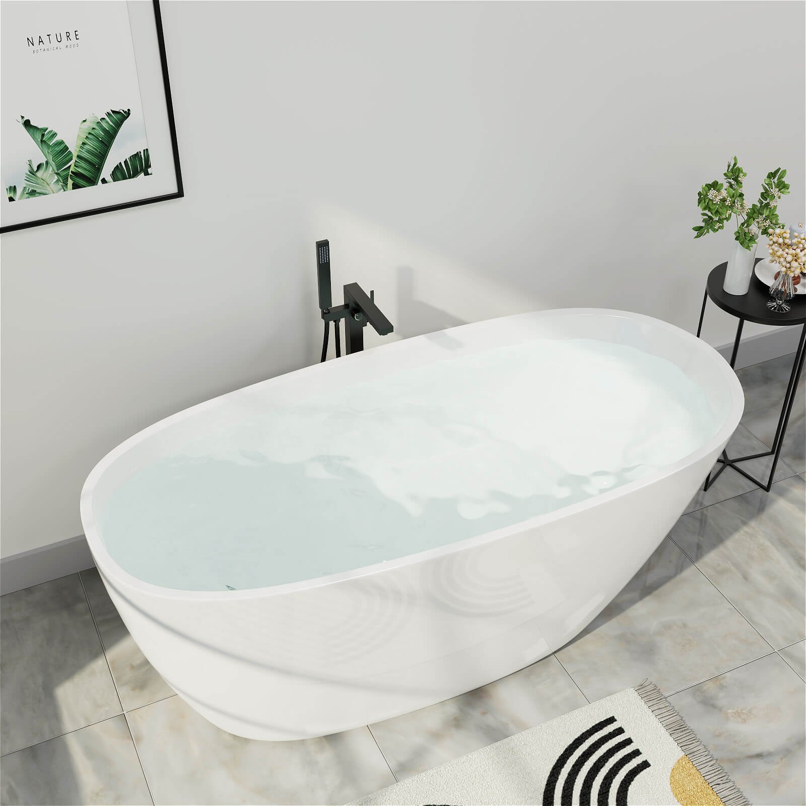 Freistehende Acryl-Badewanne 'Ei-Design' 150 cm – Bild 3