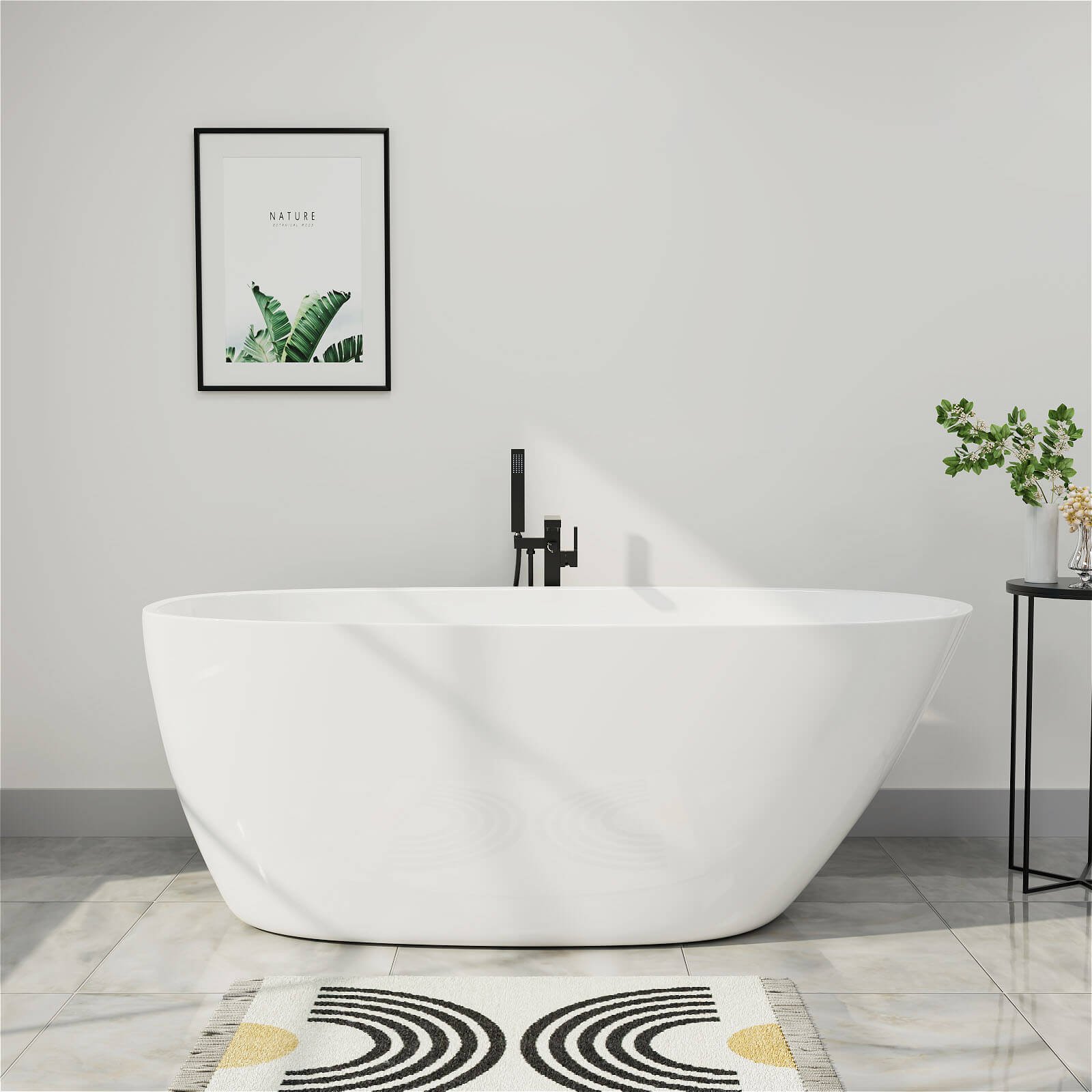 Freistehende Acryl-Badewanne 'Ei-Design' 150 cm