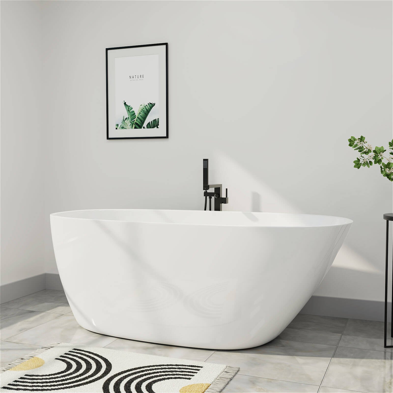 Freistehende Acryl-Badewanne 'Ei-Design' 150 cm – Bild 2