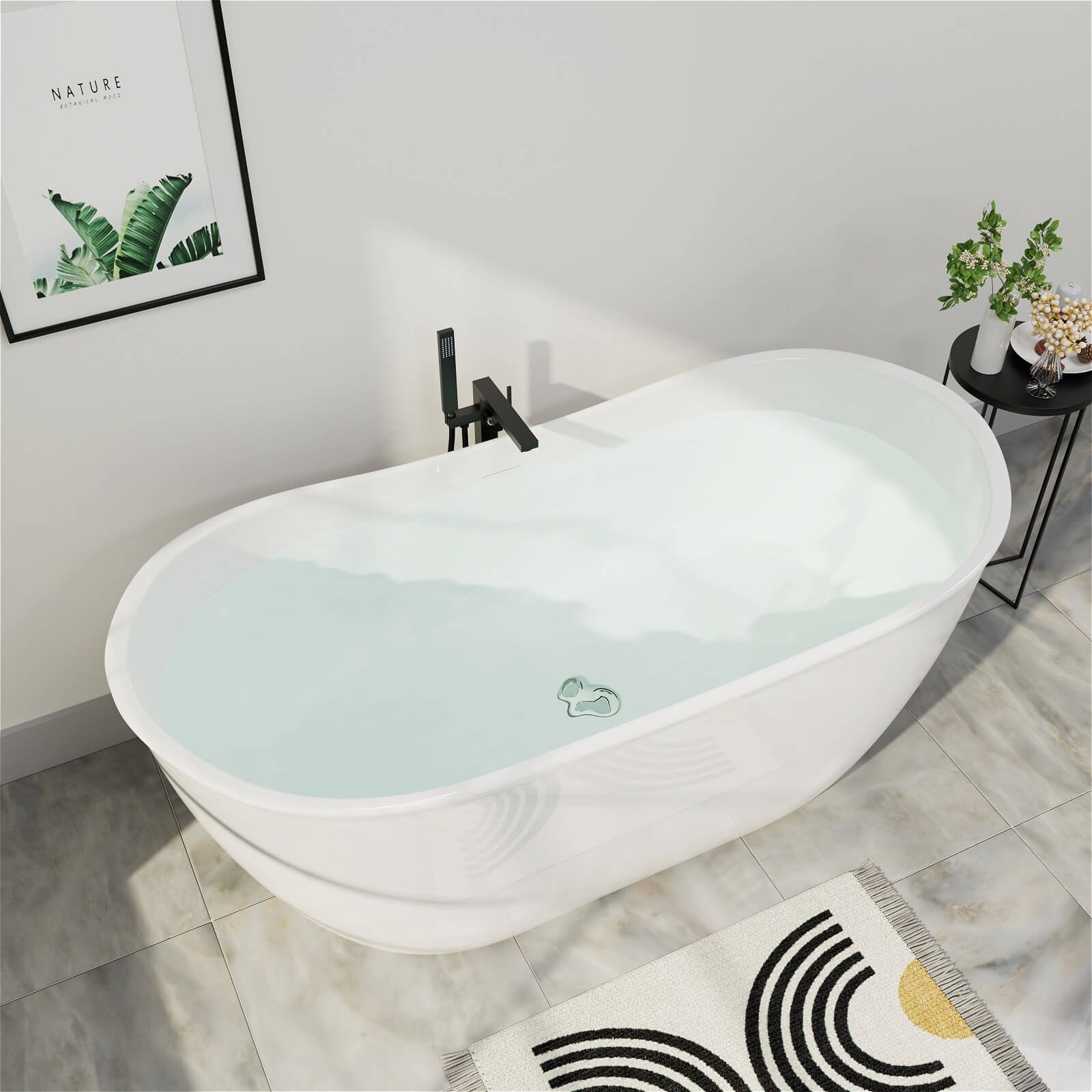 Freestanding Deep Acrylic Bath – view 3