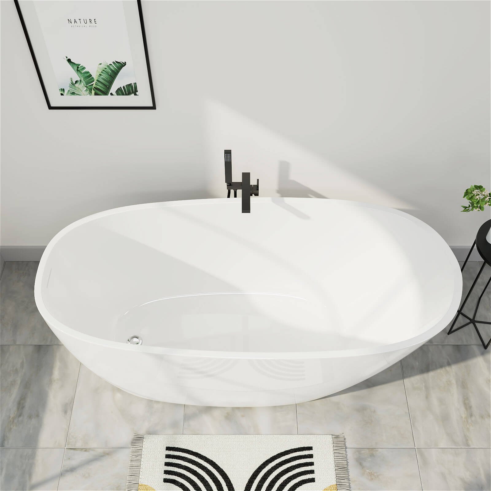 Freistehende Acryl-Badewanne 'Ei-Design' 150 cm – Bild 4