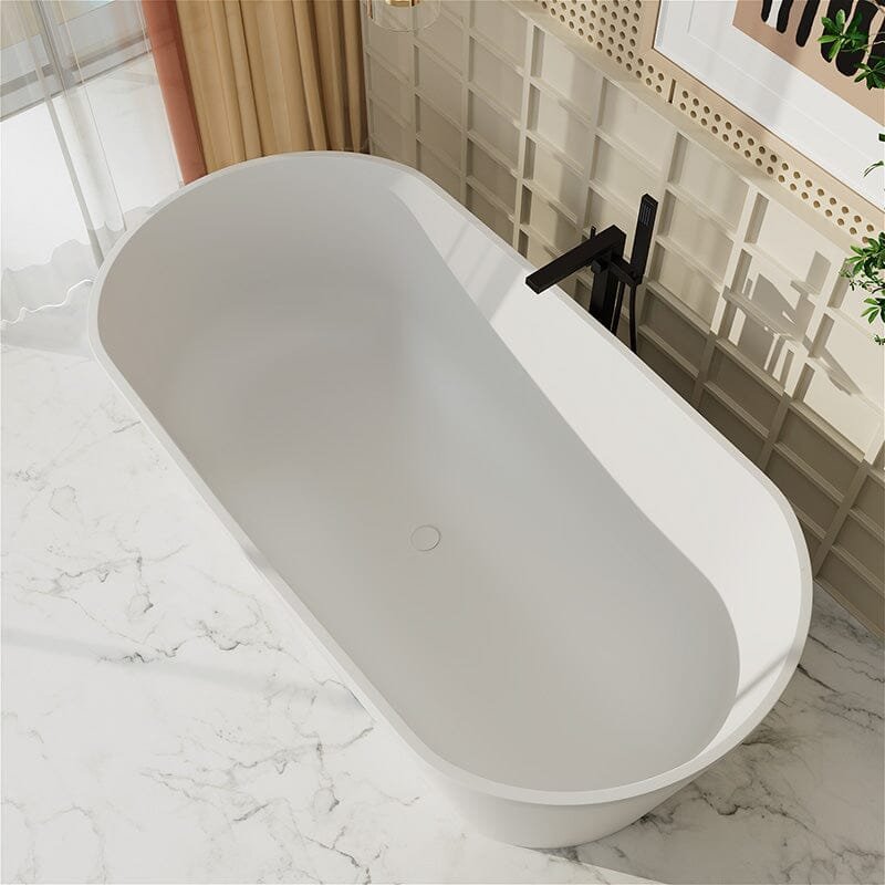 Freistehende Solid Surface Badewanne Oval – Mattweiß – Bild 3