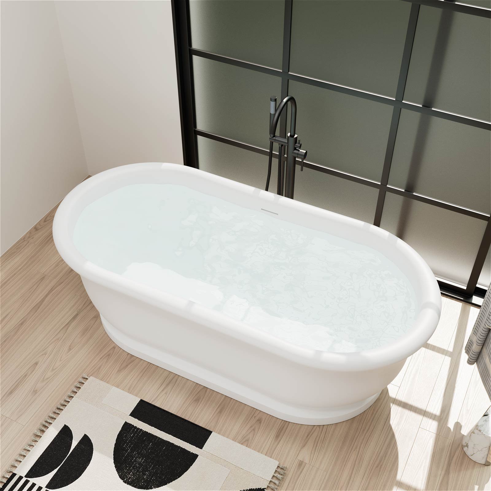 Freistehende Badewanne "Opulence" – Mattweiß, 170 cm – Bild 4