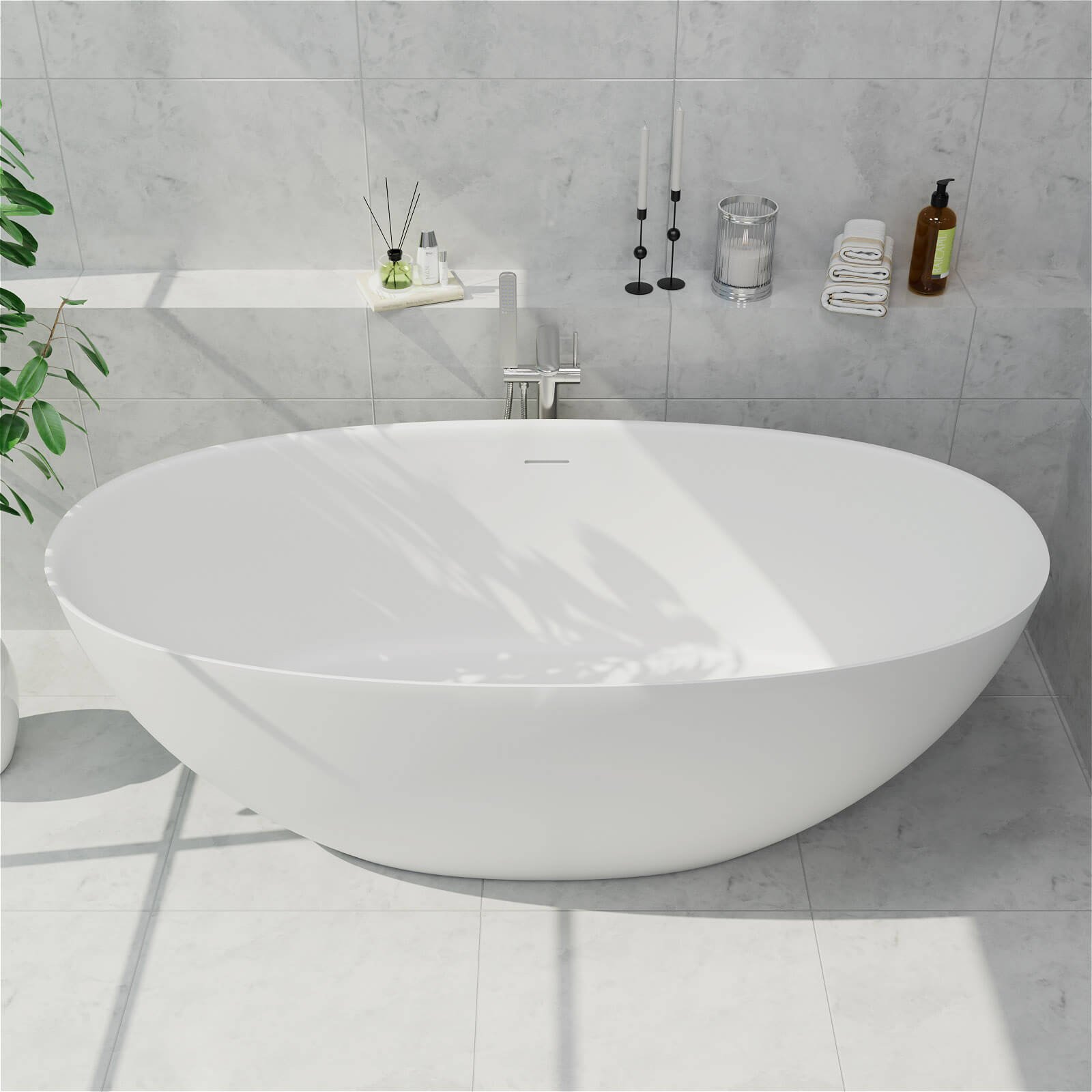Freestanding Mineral Cast Bathtub – view 1