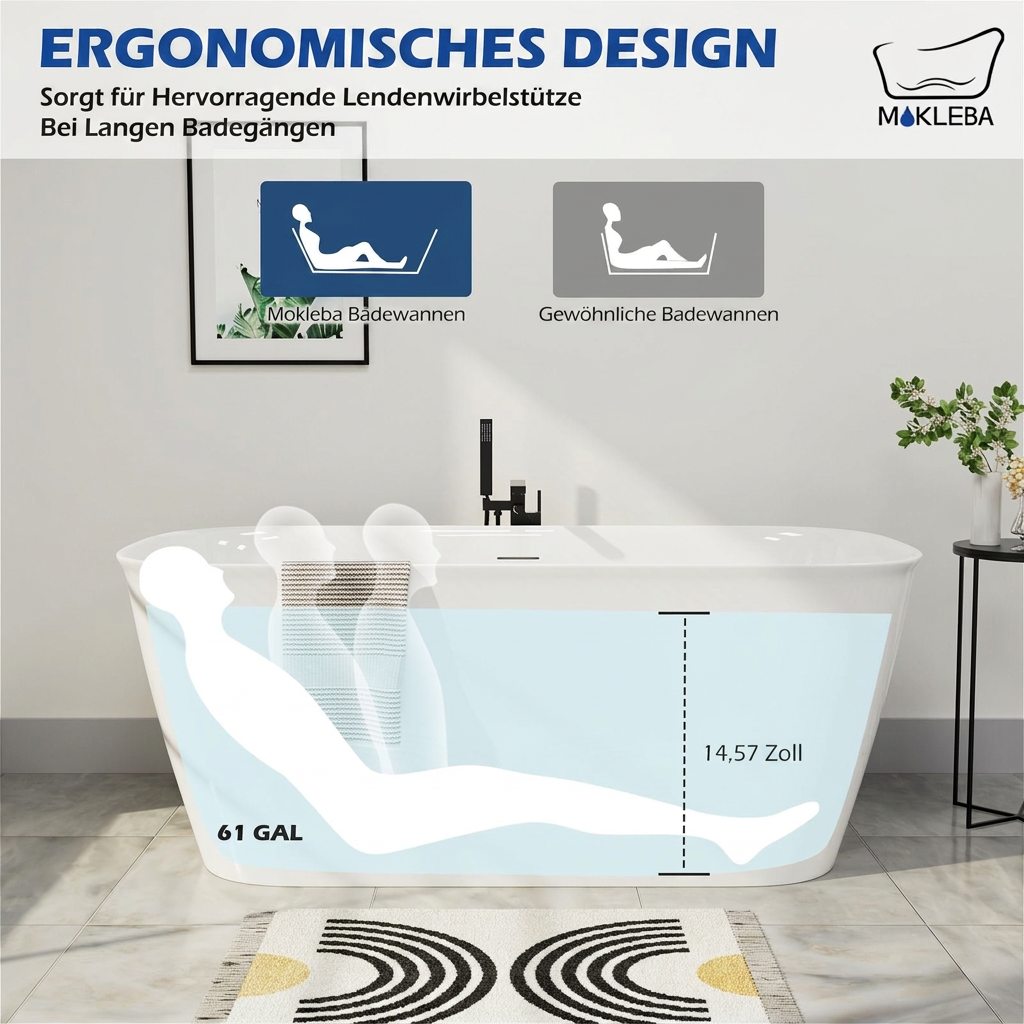 Freestanding Acrylic Bathtub with – view 3