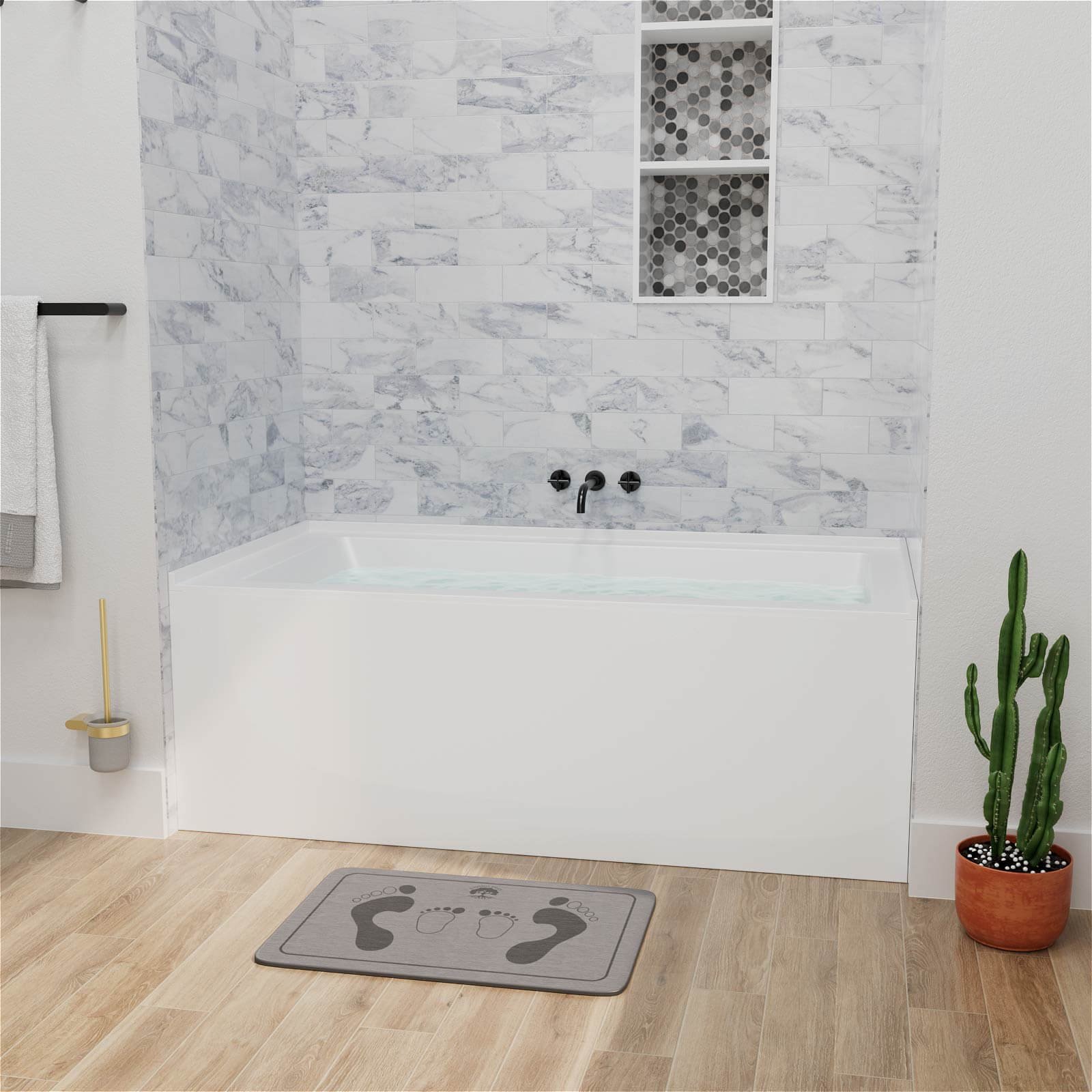 Premium Nischen-Badewanne – Edle Solid Surface Wanne