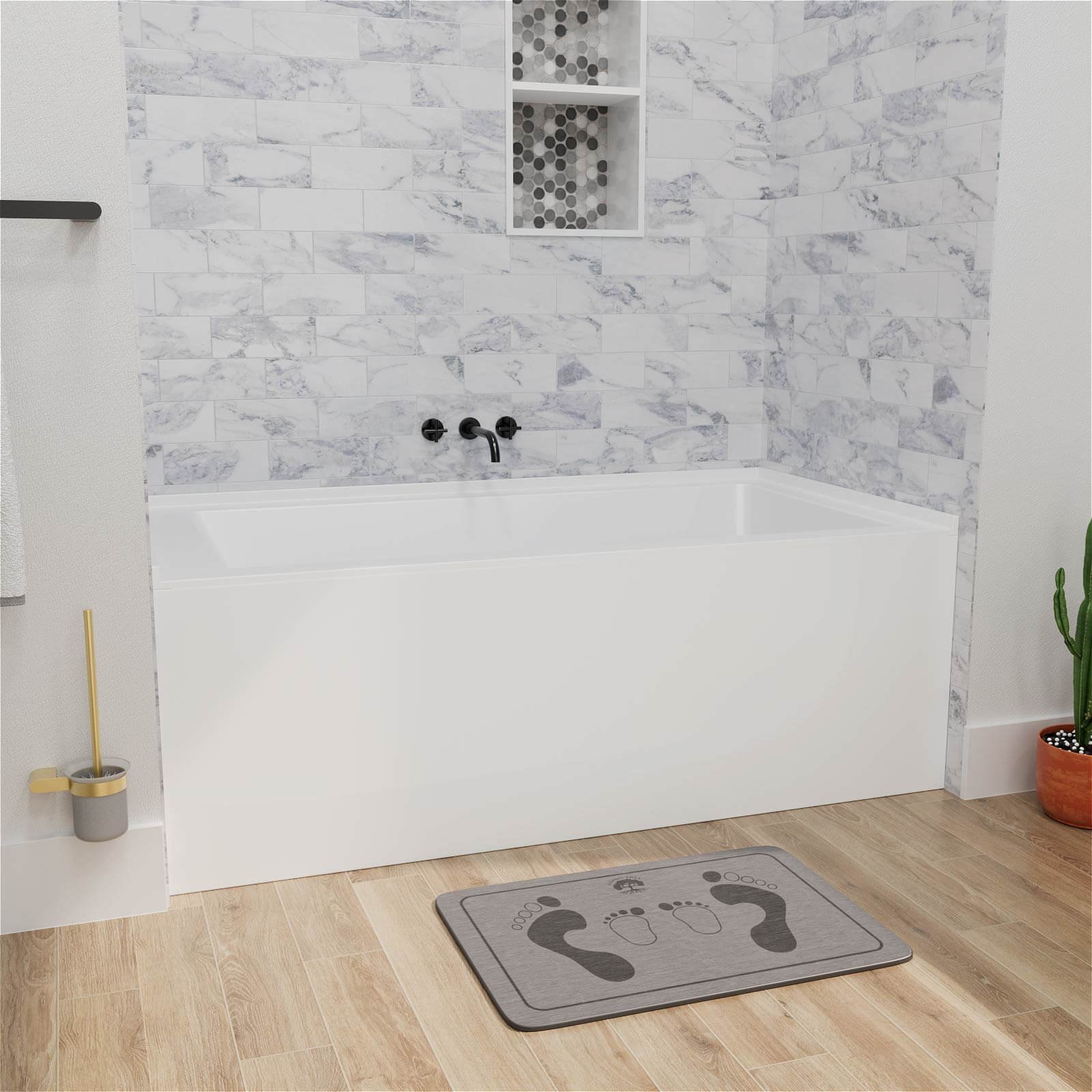Premium Nischen-Badewanne – Edle Solid Surface Wanne – Bild 4