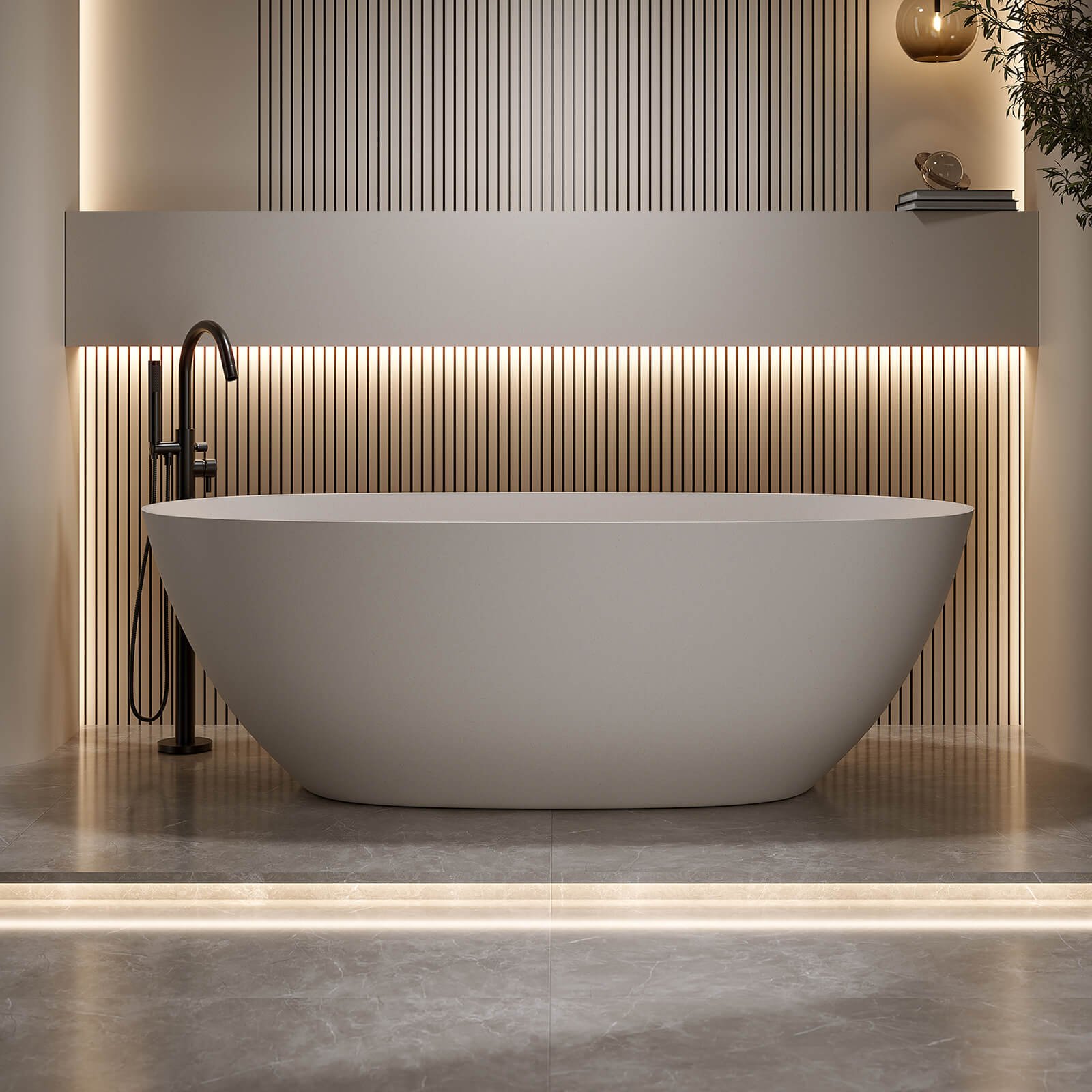 Freistehende Solid Surface Badewanne "Serenity" Beige