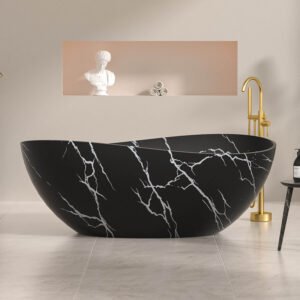 Freistehende Badewanne Schwarz – Luxus Wellendesign