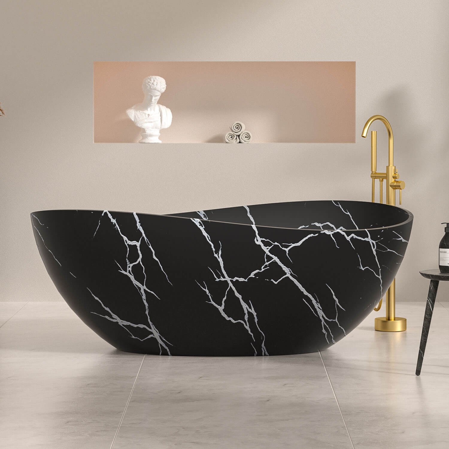Freistehende Badewanne Schwarz – Luxus Wellendesign