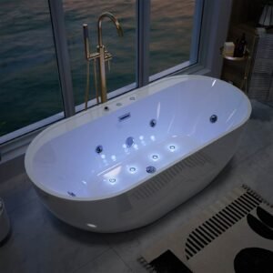 Premium Whirlpool Badewanne 170cm – Luxus Hydro- & Luftmassage