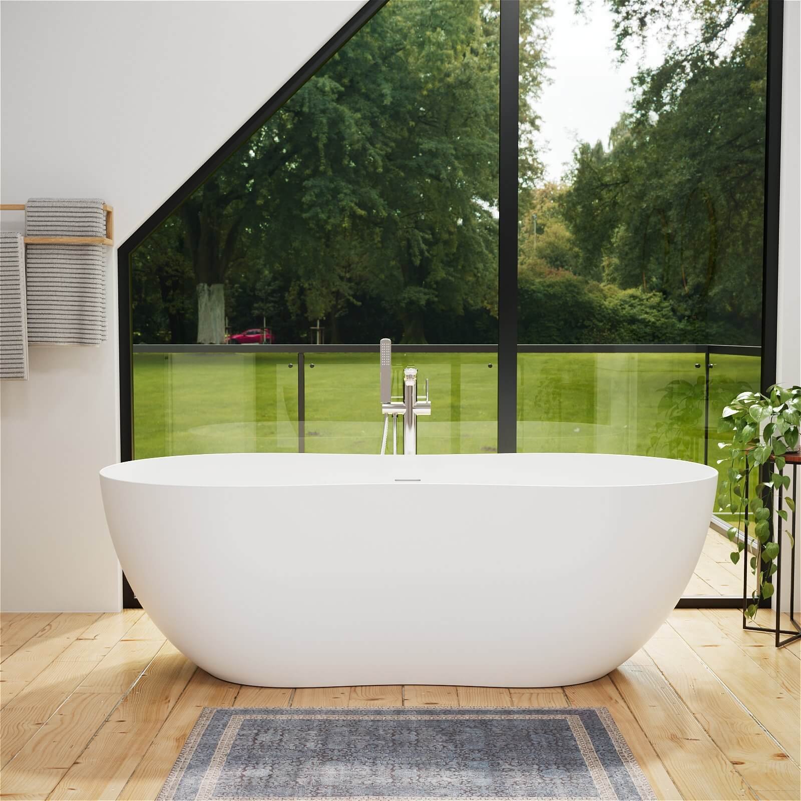 Designer Duo-Badewanne freistehend – Solid Surface – Bild 2