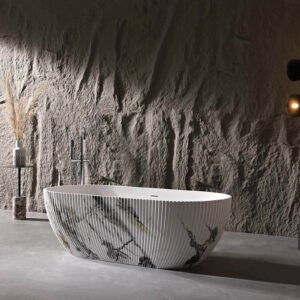 Design Standbadewanne – Gerilltes Mineralguss "Ink Marble"